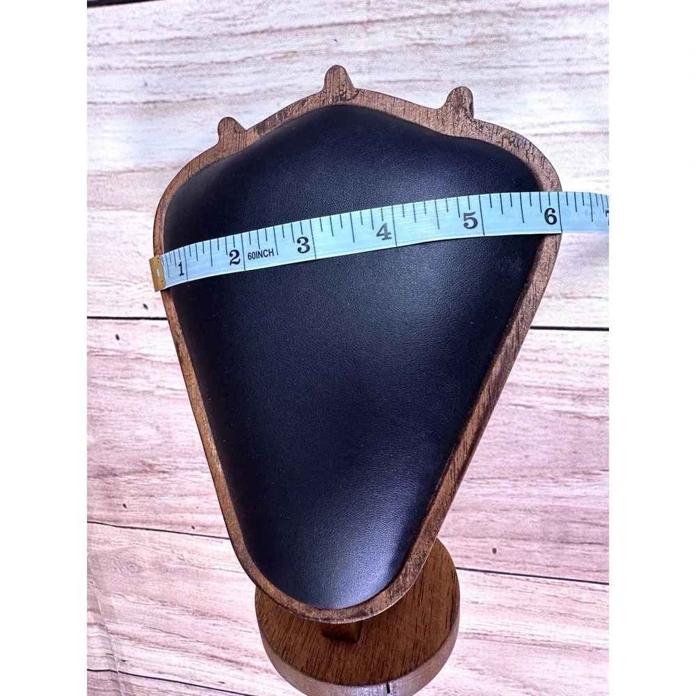 Jewerly Stand Display - Walnut Wood With Leather Mat 9 X 6 Necklace Display NWOT